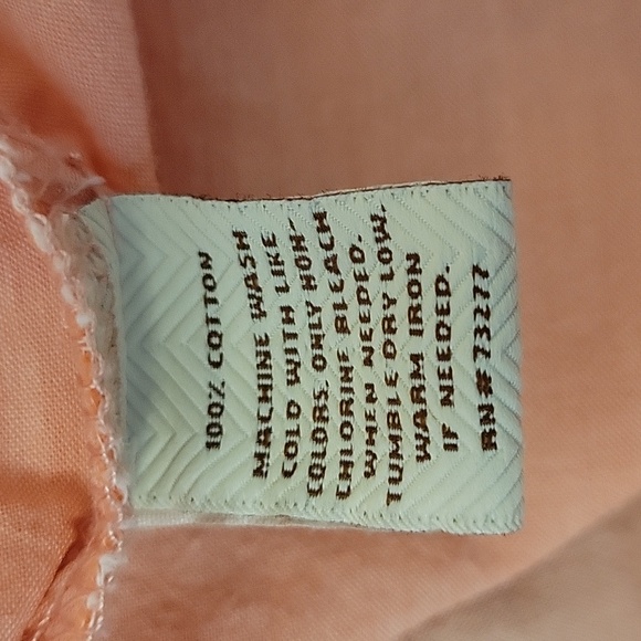 Sonoma 100% Cotton, Roll-Tab Button Down Shirt, Blouse, SP Petite, Peach, EUC - Picture 4 of 8